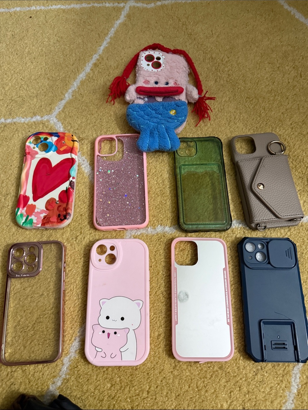 Pink Cute Cartoon Cat Glitter Smartphone Case - Pink